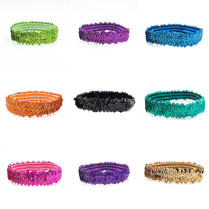 Wholesale Sports Dance Sequin Hair Band Headband Shiny Elastic Competition Children's Performance Headband Fashion Hair Accessories Hair Card