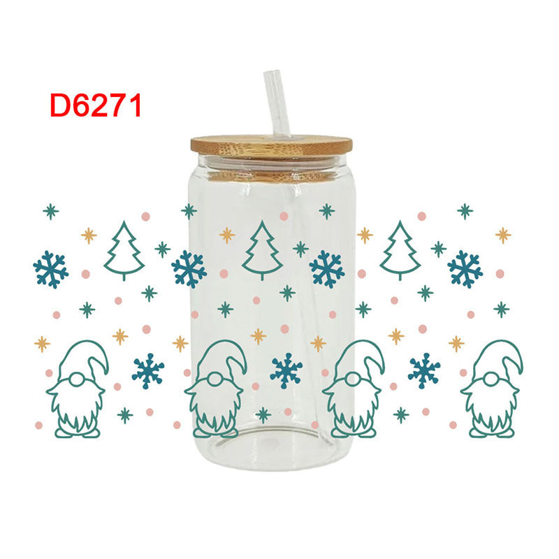 Wholesale  Cartoon Santa Claus 16oz Cup UV DTF Wraps