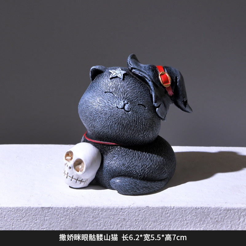 Wholesale  Skeleton Cat Resin Figurine Decorative Accent f