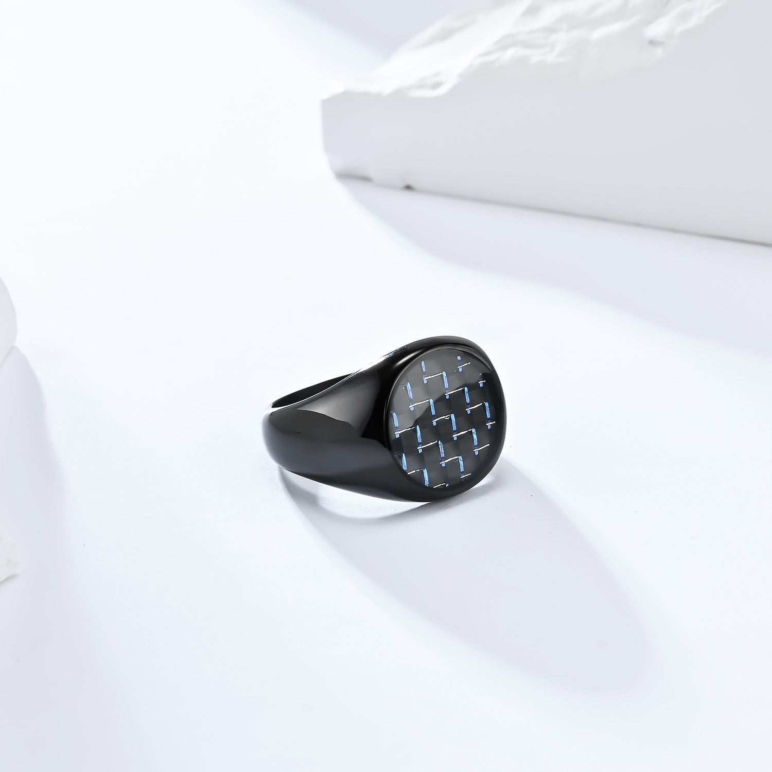 Wholesale Titanium Steel Inlaid Carbon Fiber Men's Rings