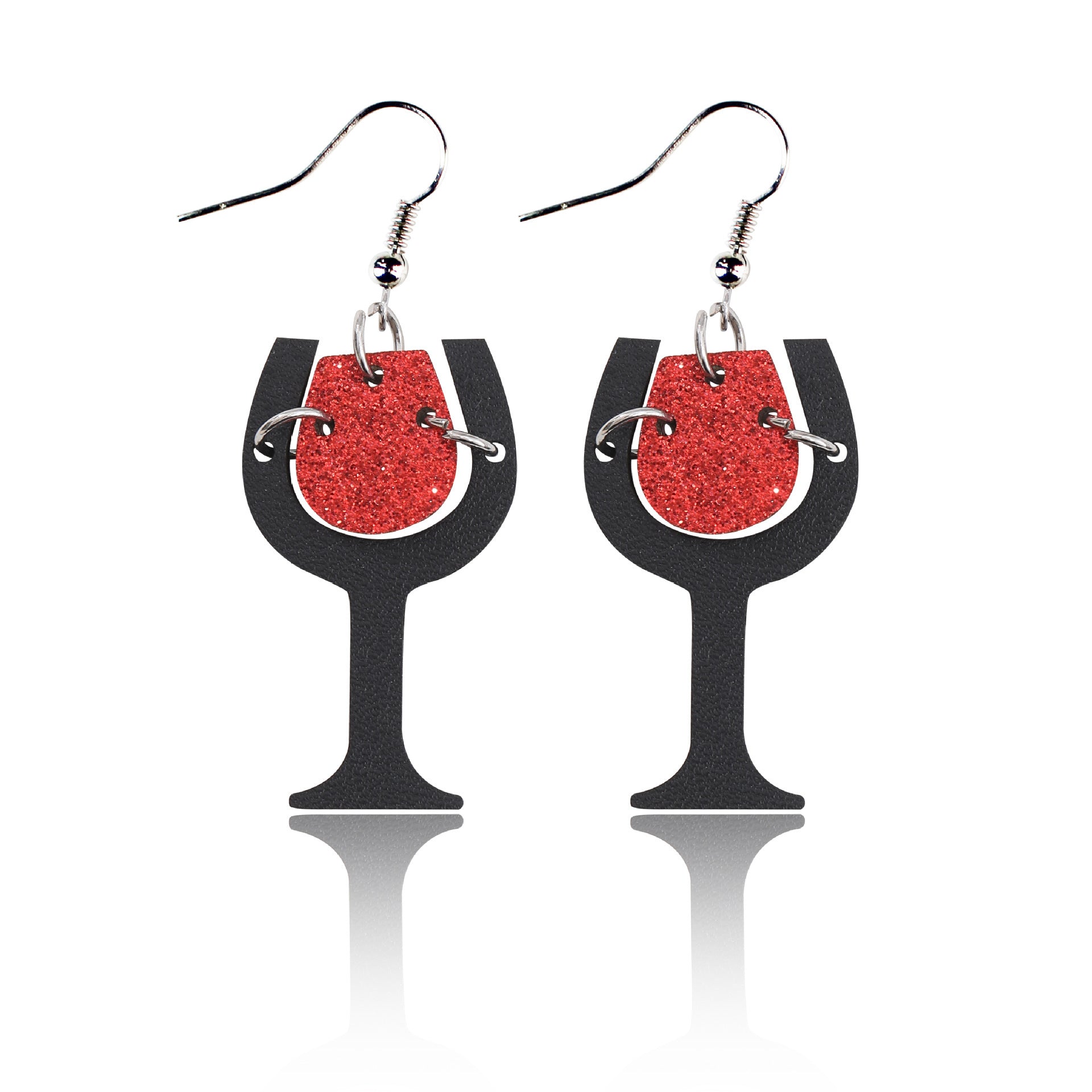 Wholesale Valentine' s Day Love Cherry Wine Glass Earrings