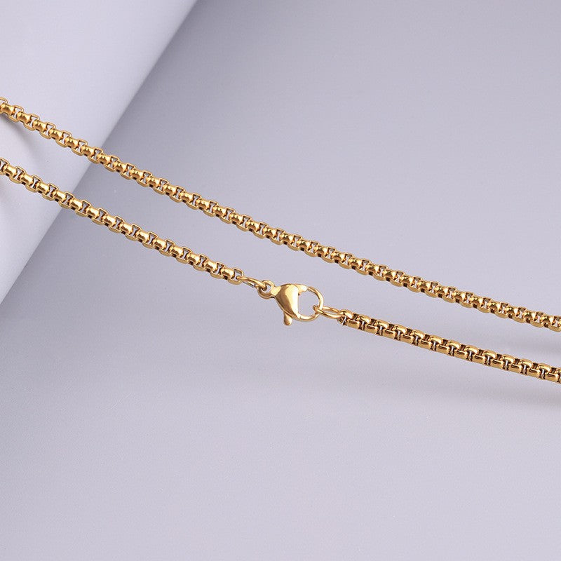 Wholesale Versatile DIY Stainless Steel 18k Gold Plated Chain Bar Titanium Steel Square Pearl Necklaces