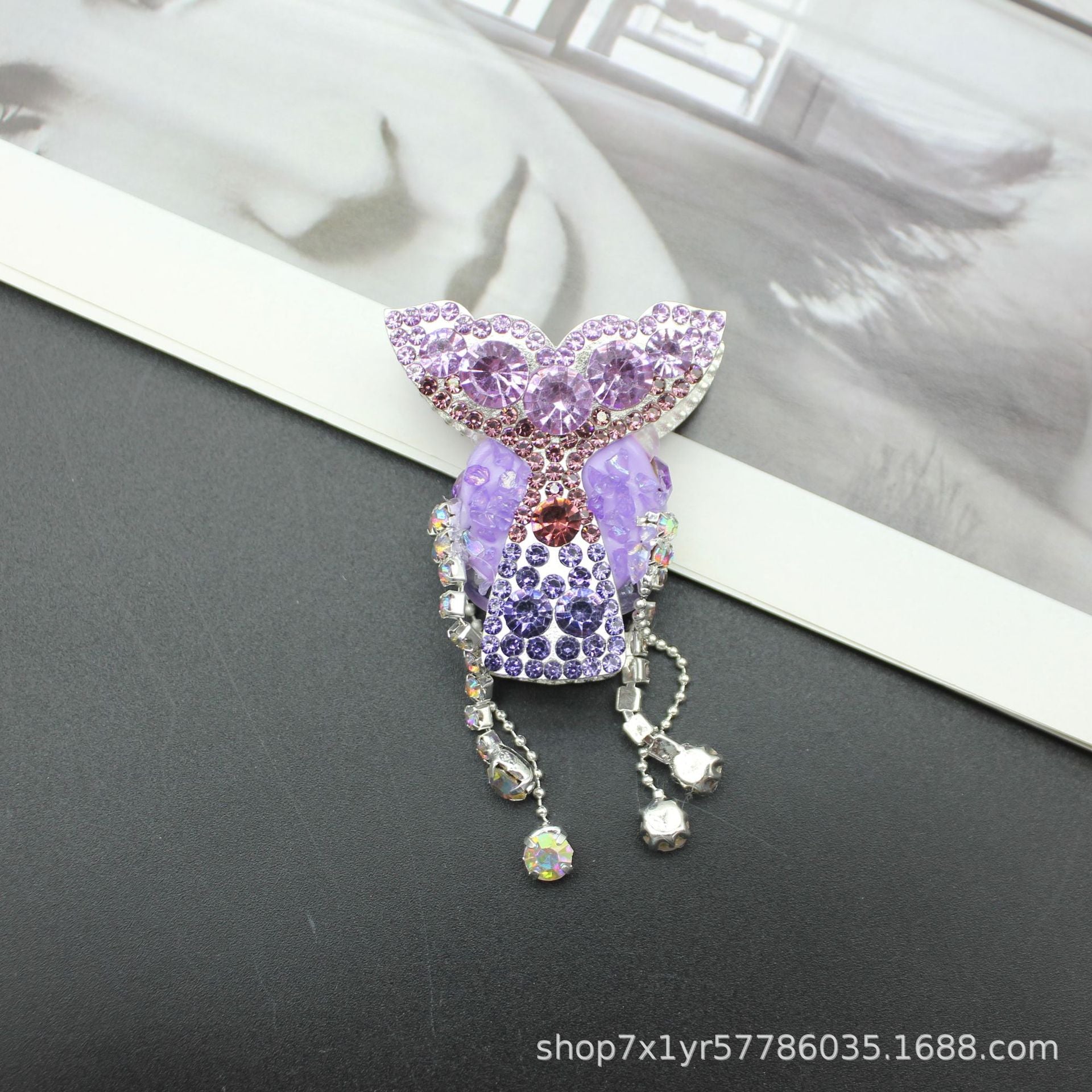 Wholesale Full diamond double-sided mermaid tail tassel inlaid alloy straight hole beads