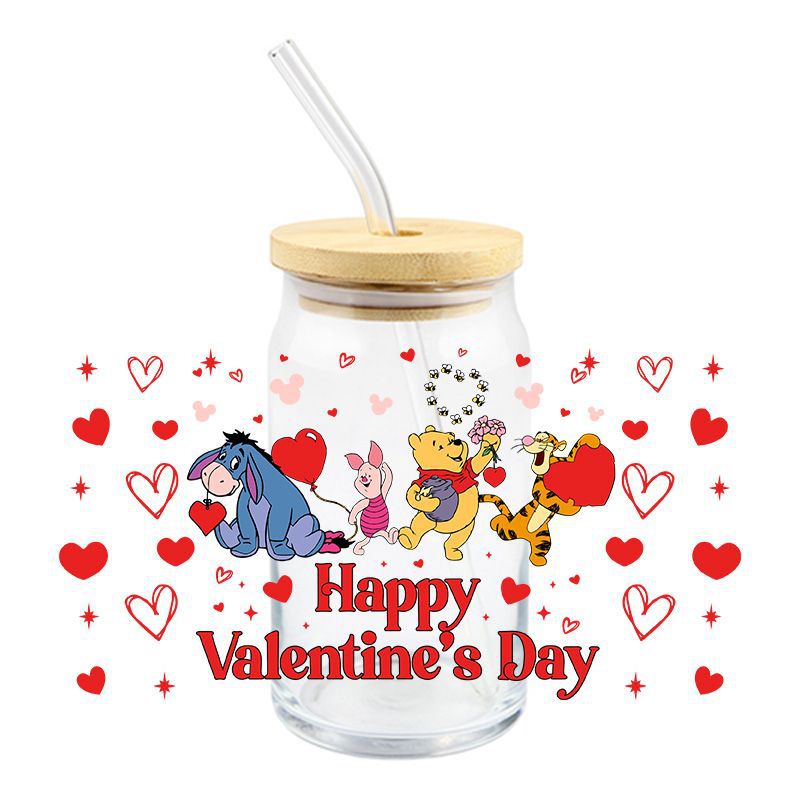 Wholesale 5pcs Cartoon Valentine' s Day  16oz Cup UV DTF Wraps OLY Exclusive