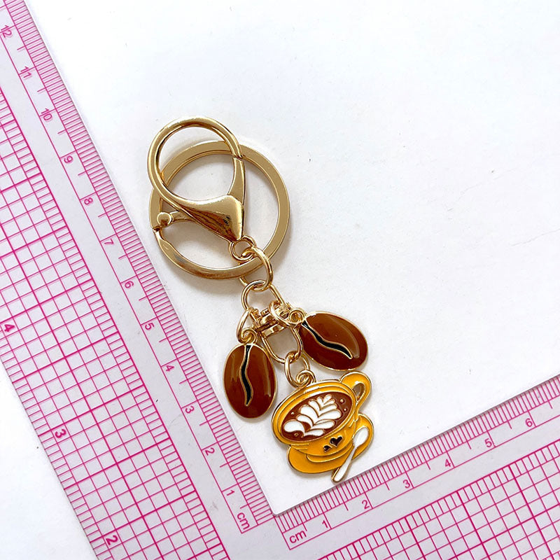 Wholesale Coffee cup coffee bean metal keychain