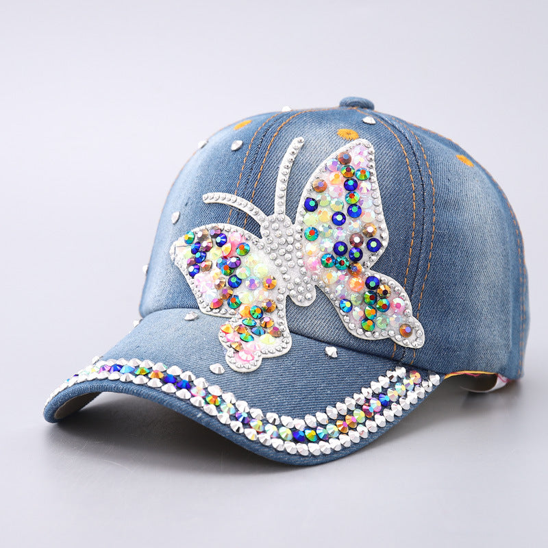Wholesale Color Diamond Love Love Butterfly Curved Cornice Cap