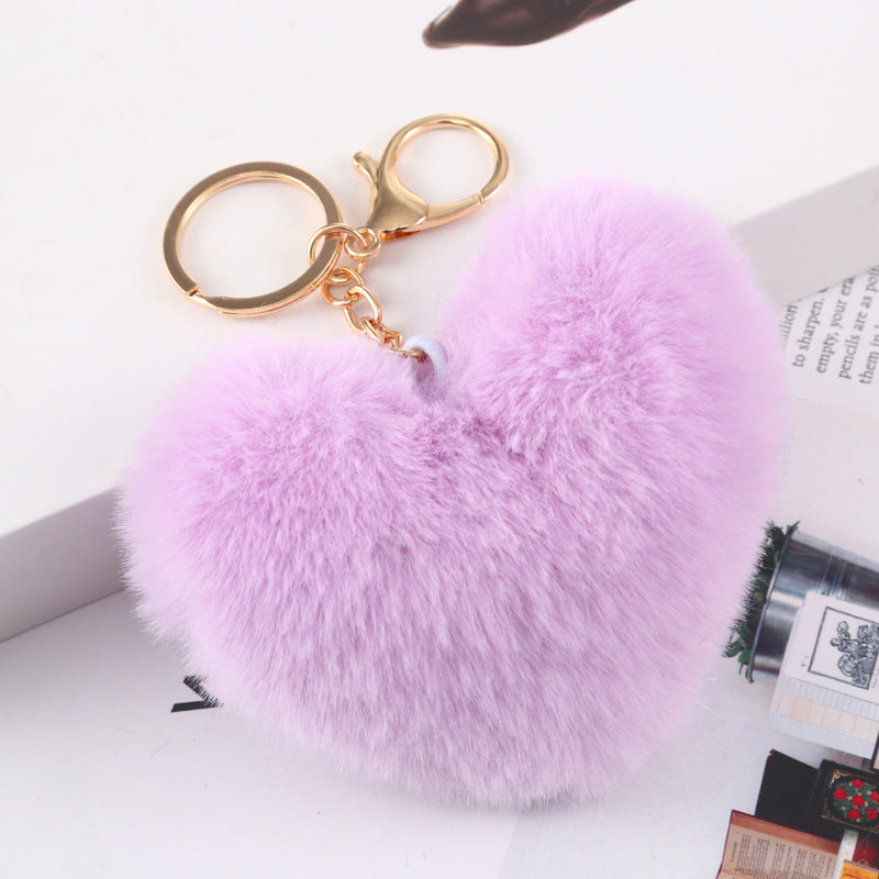 Wholesale Plush Love Keychain Peach Heart Ball Keychain