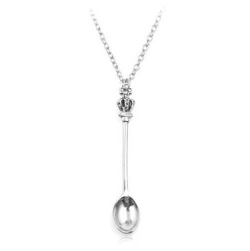 Wholesale Jewelry Crown Mini Tea Spoon Classical Royal Alice Snuff Necklace Women Spoon Necklace