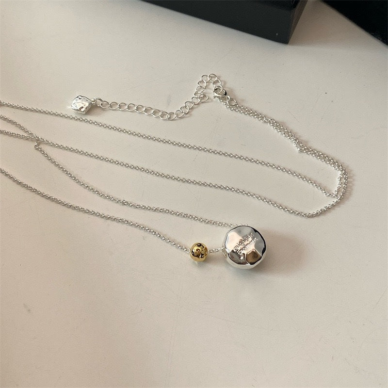 Wholesale Irregular engraved letter silver necklace