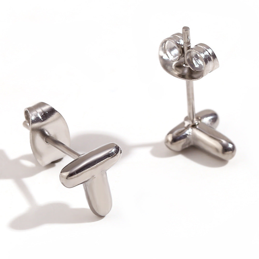 Wholesale Stainless Steel 18K Gold Plated Mini Bubble Letter Earrings