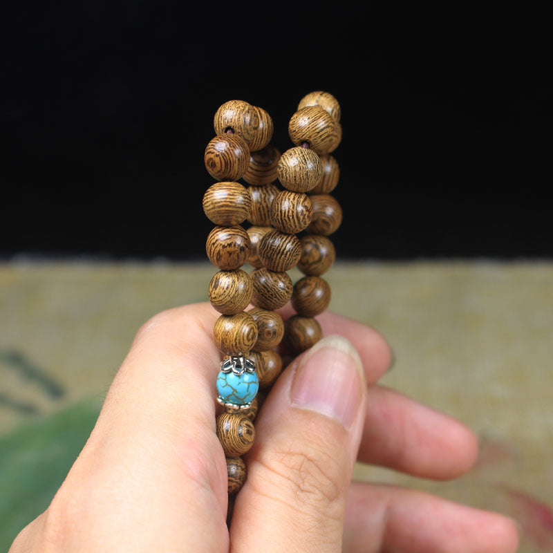 Wholesale Chicken wing wood with spacer beads 108 beads wooden bracelet