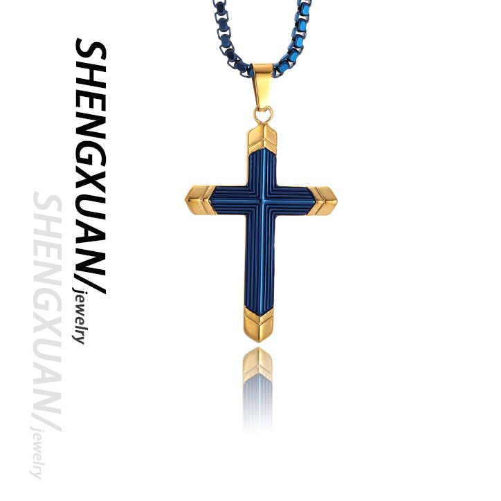 Wholesale Two Tone Cross Necklace 316 Stainless Steel Necklace