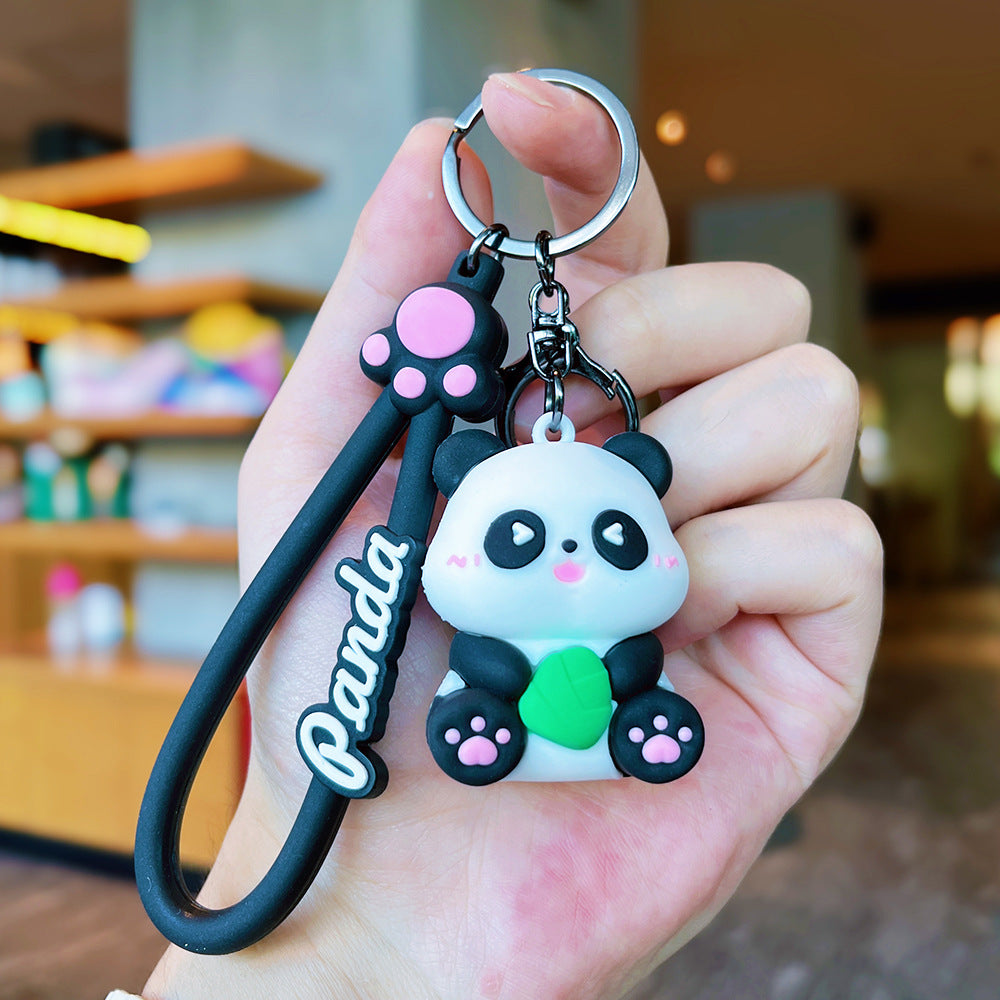Wholesale Giant Panda Holding Bamboo Keychain