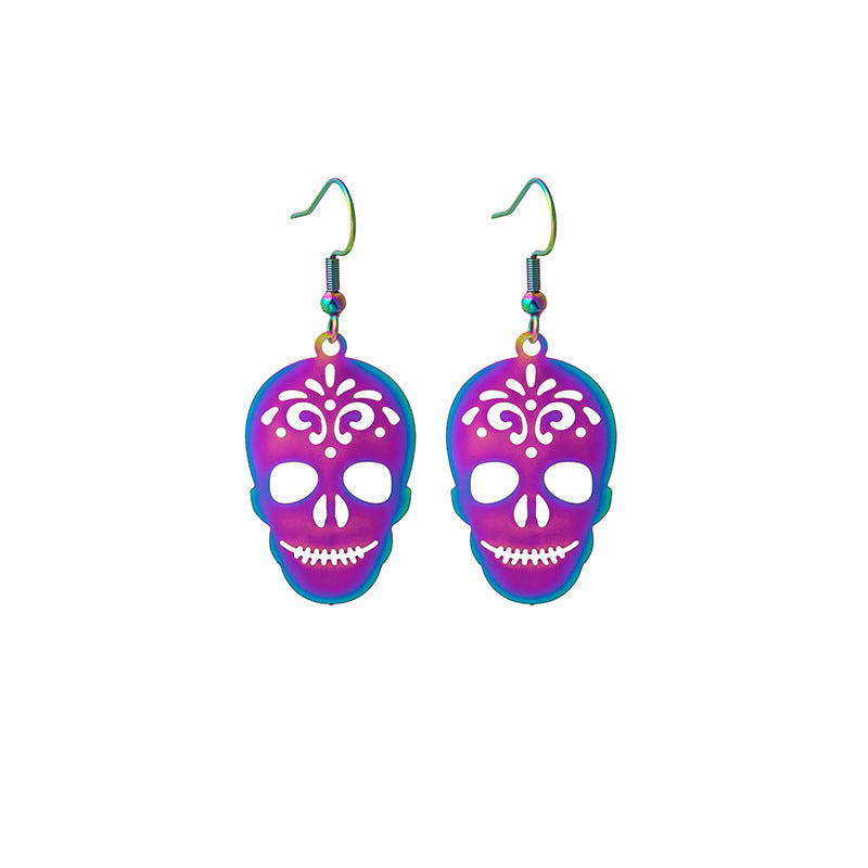 Wholesale Halloween Funny Colorful Gradient Electroplating Color Matching Earrings