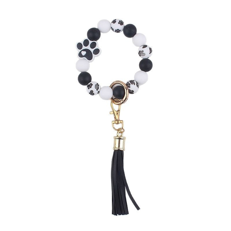 Wholesale Silicone dog paw print keychain bracelet keychain pendant