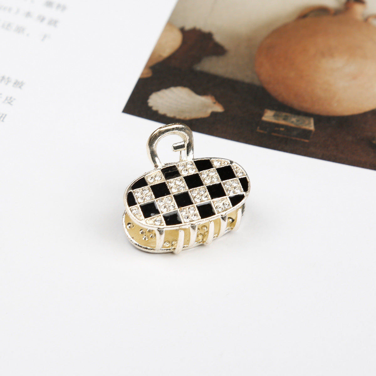 Wholesale Love Checkerboard Water Diamond Alloy Hair Clip