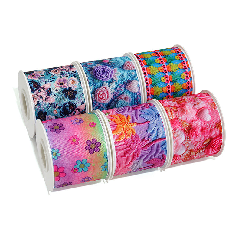 Wholesale 50Y thermal transfer ribbon cartoon printing ribbon printing ribbon thermal transfer ribbon flower diy ribbon roll