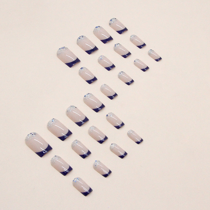 Flash al por mayor Pegatinas de uñas azules de longitud media de longitud media
