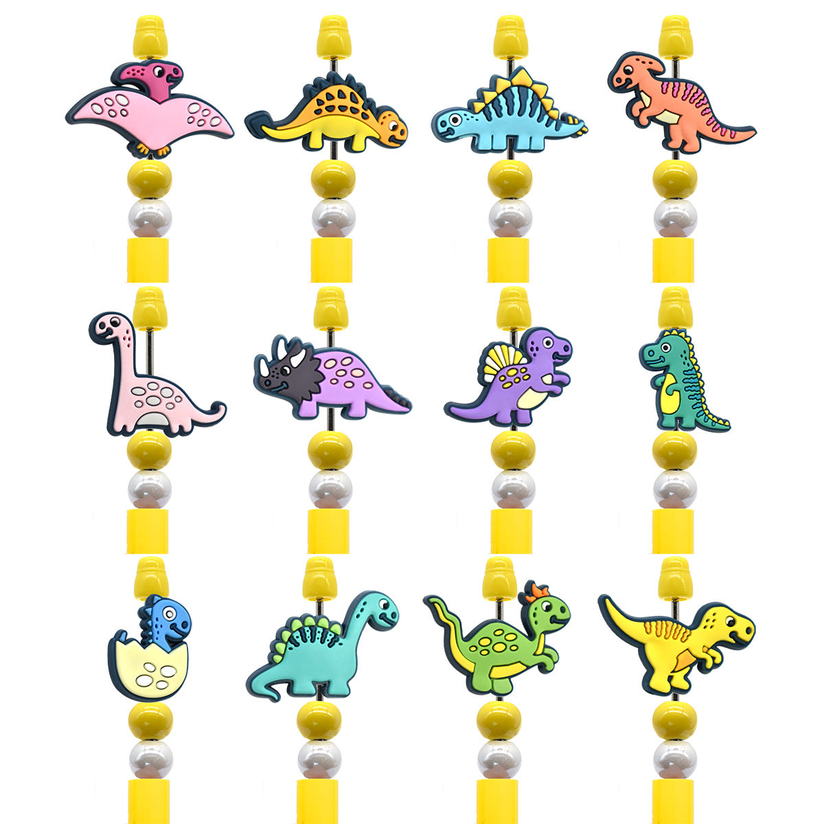 Wholesale 100pcs Cute Dinosaur Series PVC Soft Glue Thick Patch Beads