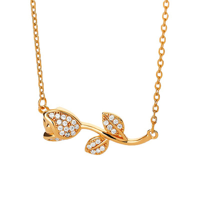 Wholesale Love Rose Necklace Gothic Wrapped Flower Heart-shaped Clavicle Chain Valentine's Day