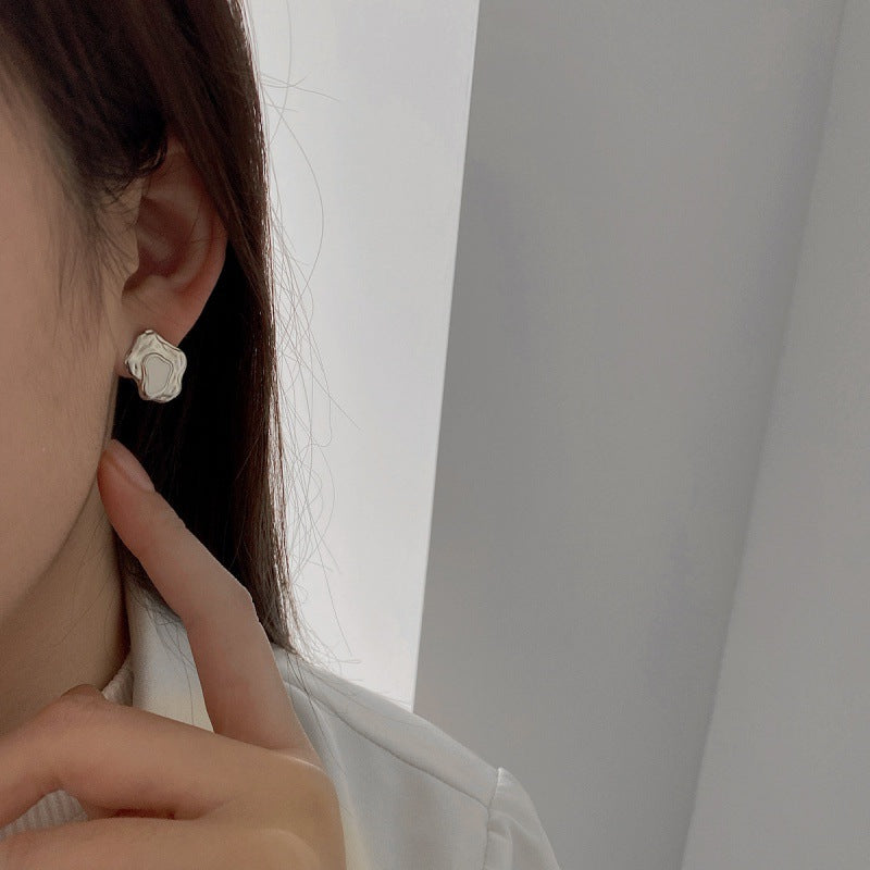 Aurora al por mayor que fluye aretes irregulares 925 de plata esterlina