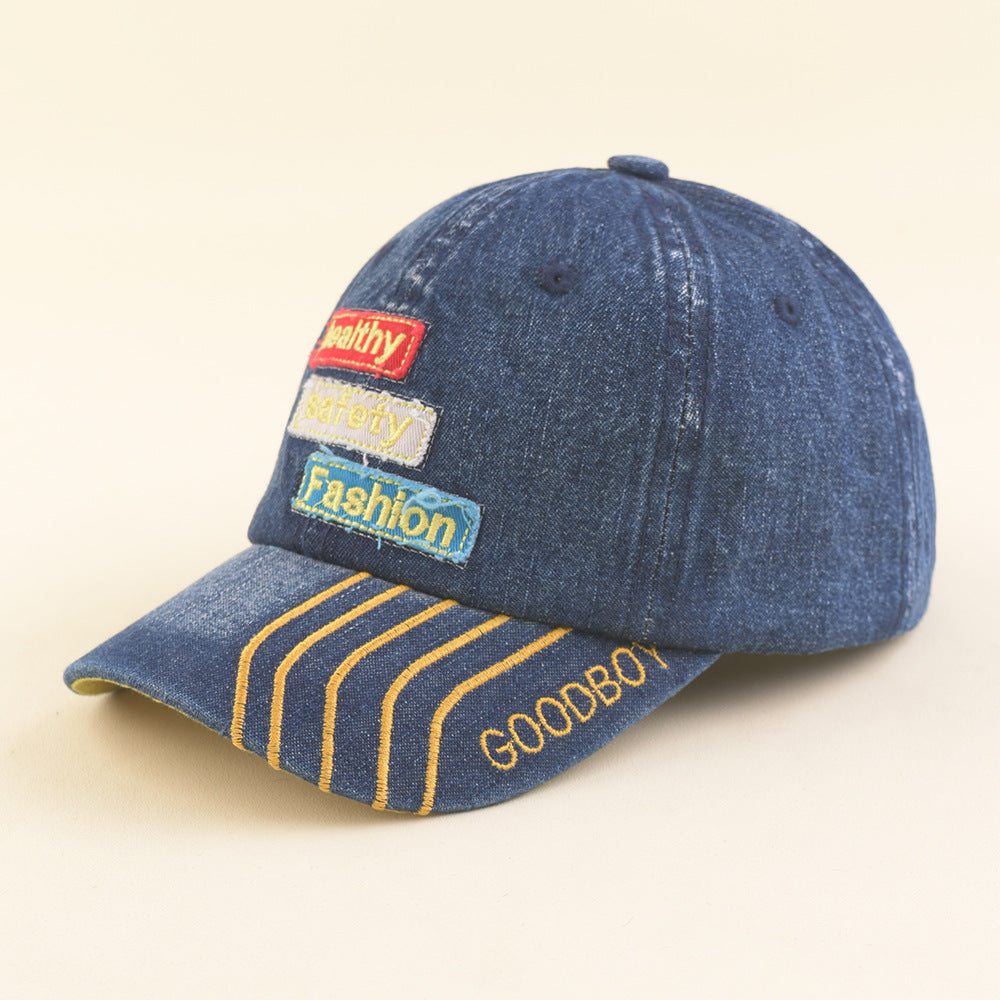 Wholesale Denim Soft Top English Label Children's Peaked Cap