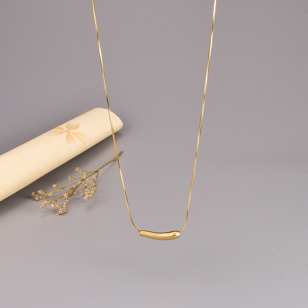 Wholesale Small Eggplant 18K Titanium Steel Gold-plated Necklace