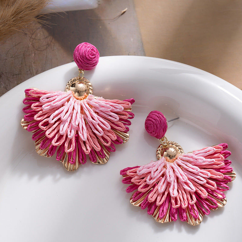 Wholesale Ethnic Style Hand-Woven Flower Earrings Bohemian Holiday Style Earrings