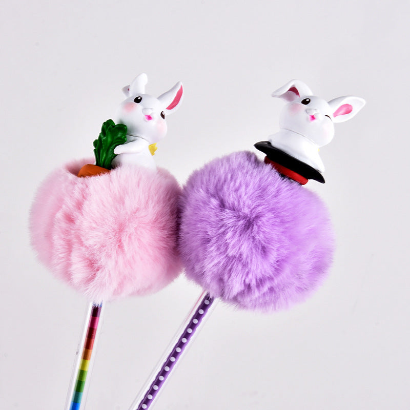 Wholesale Plush Rabbit Plastic Gel Pen