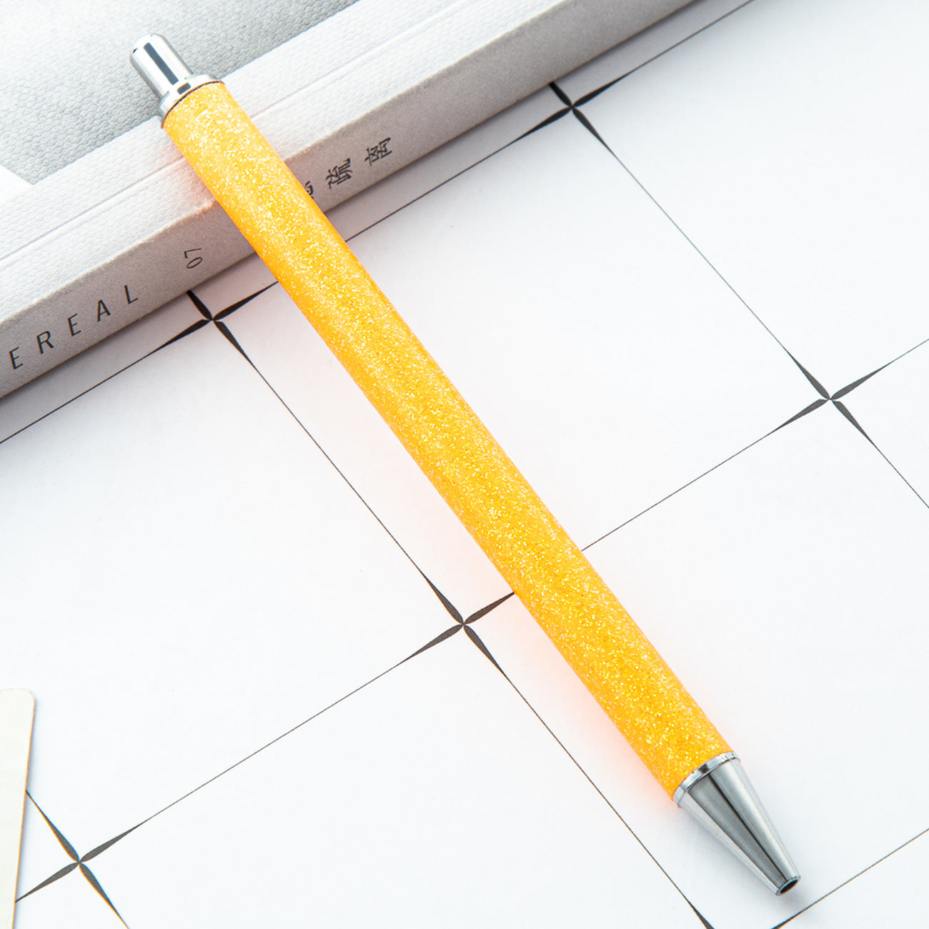 Wholesale Gold Powder Multicolor Metal Button Foreskin Pu Ballpoint Pen