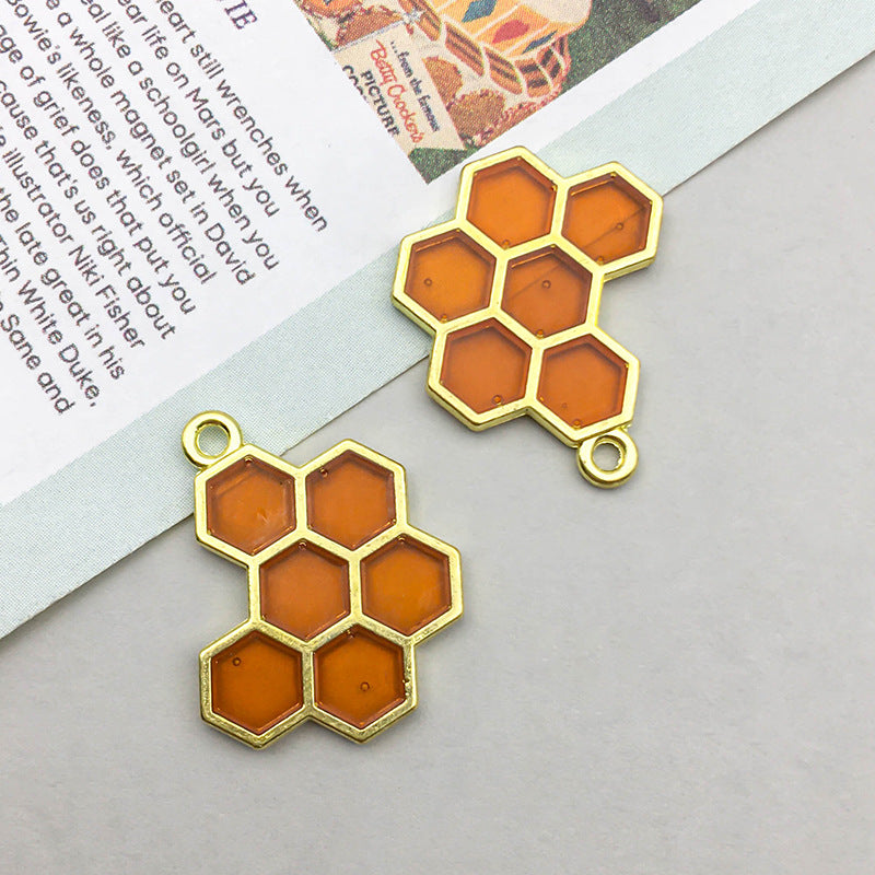 Wholesale 1 Drop Oil Alloy Yellow Simulation Cute Cartoon Bee Hive Pendant DIY Pendant