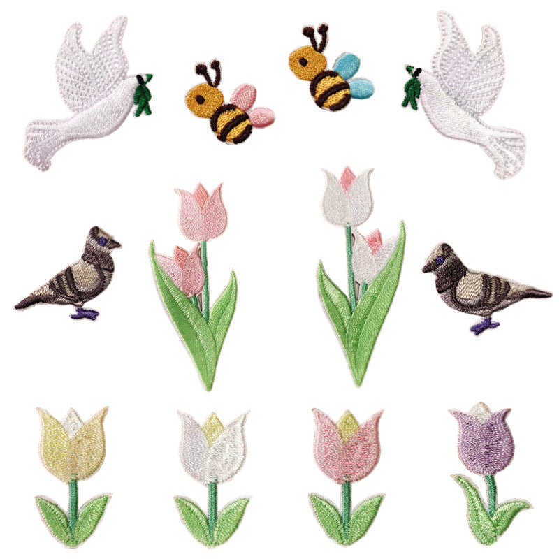 Wholesale Polyester Bee Cartoon Bird Embroidery Patch Self Adhesive Cloth Sticker For DIY Clothing And Phone Case Decoration Stylish Gift