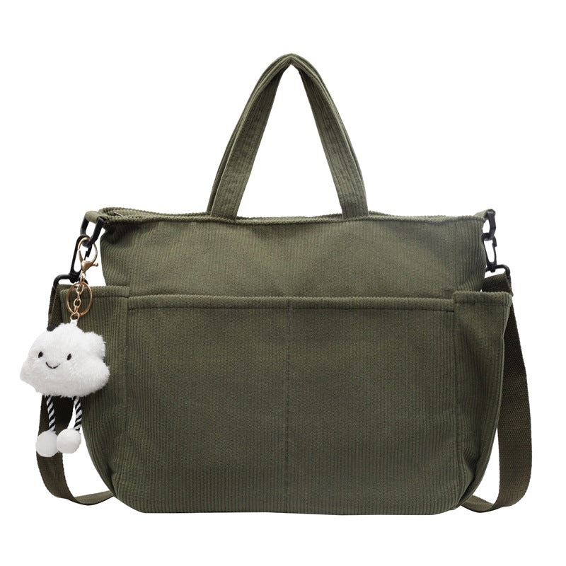 Wholesale Corduroy Tote Extra Large Capacity Student Class Commuter Versatile Shoulder Bags