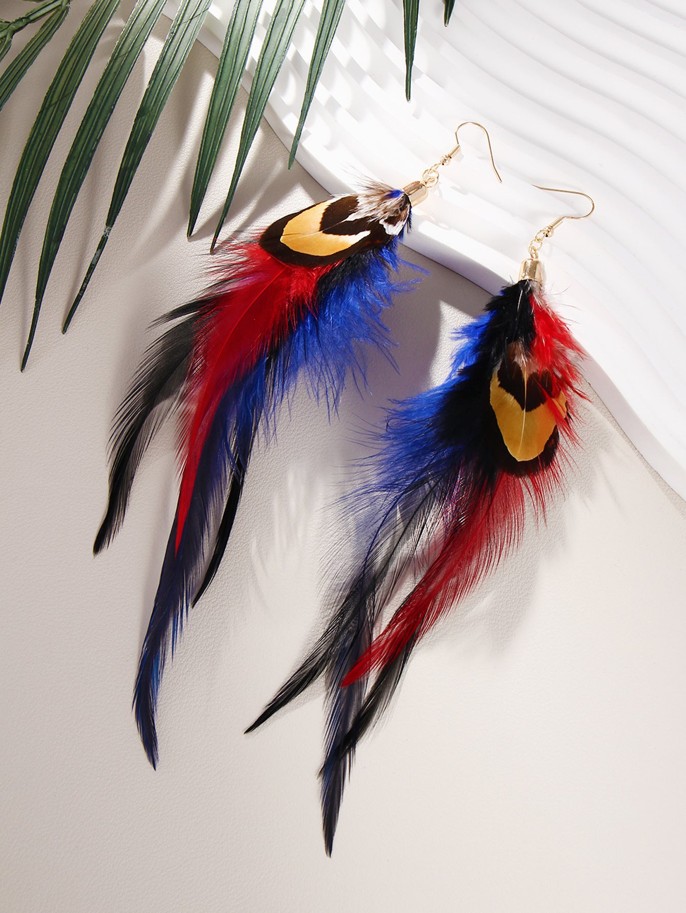 Wholesale Peacock Feather Bohemian Antique Tassel Earrings
