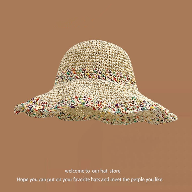 Wholesale Sweet Sunscreen Fisherman's Hat with Big Eaves and Small Woven Straw Hats