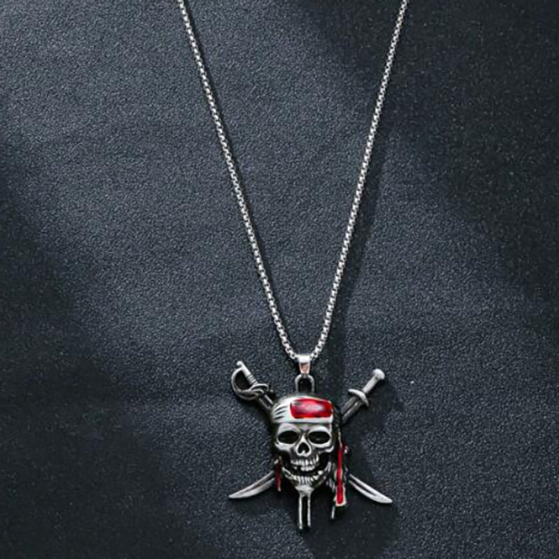 Wholesale Pirates of The Caribbean Captain Jack Sparrow Skull Punk Necklace