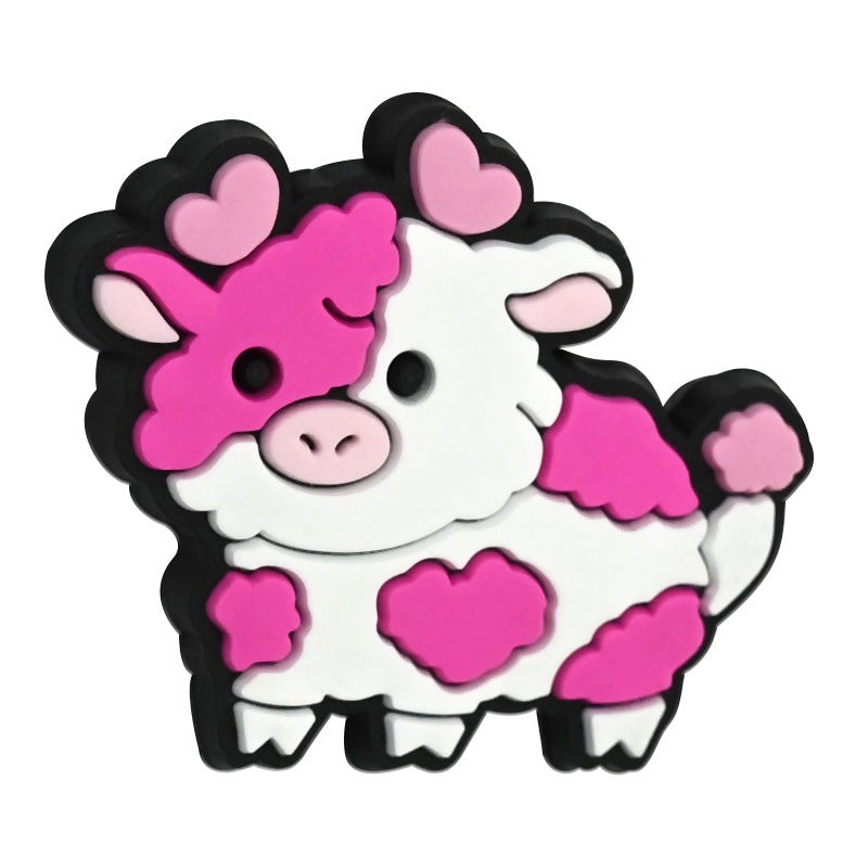 Wholesale 100pcs cartoon colorful cow pen bead accessories DIY soft rubber beads
