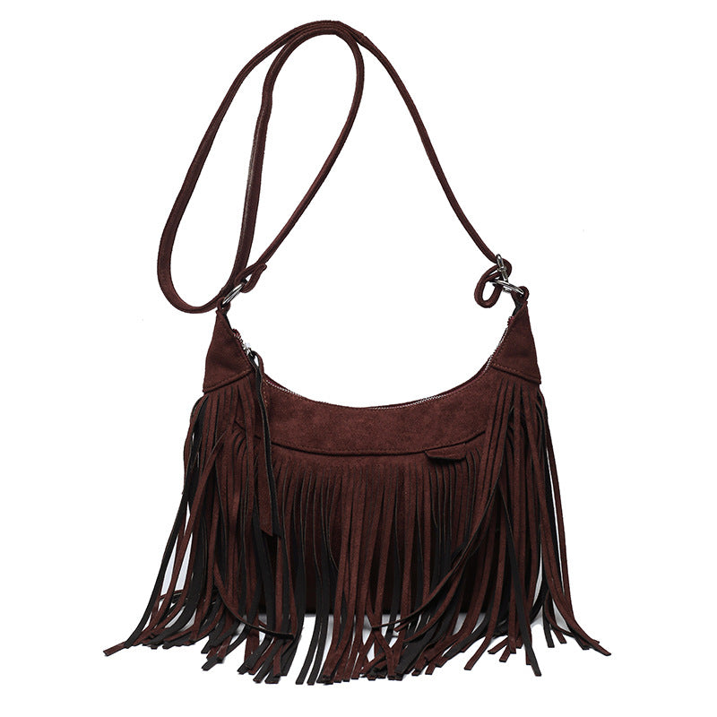 Wholesale Tassel Large Capacity Bag Autumn and Winter Retro Shoulder Bag