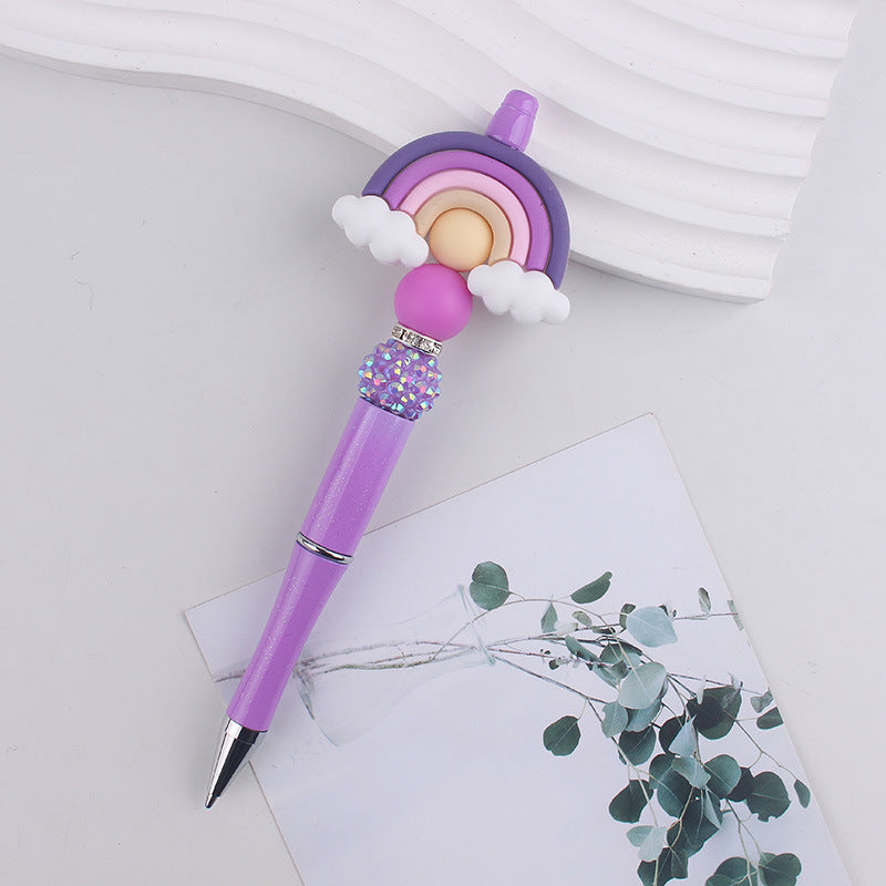 Wholesale Silicone Rainbow Bead Plastic Pen