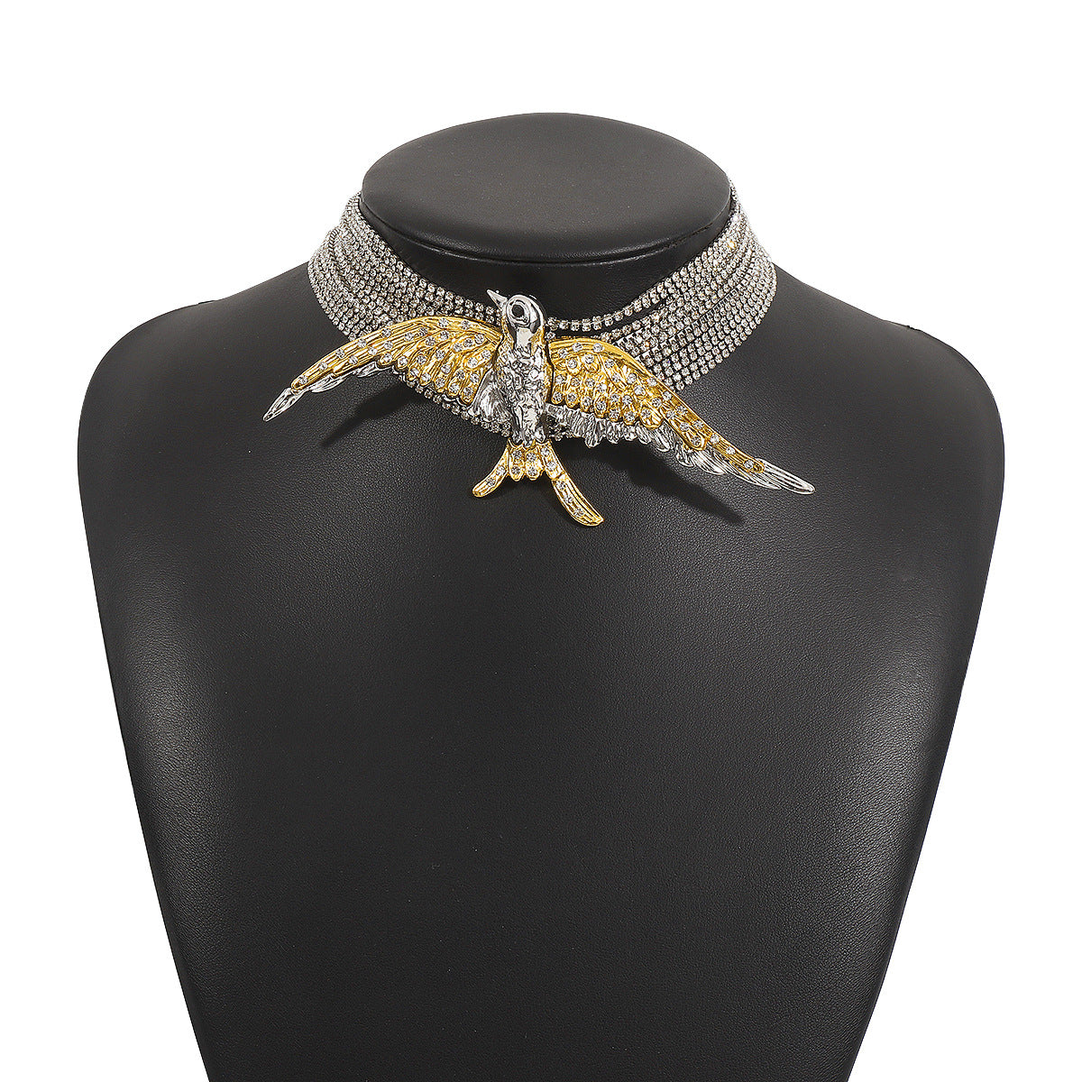 Wholesale Retro Exaggerated Fashion Bird Swallow Multi-layered Diamond Necklace