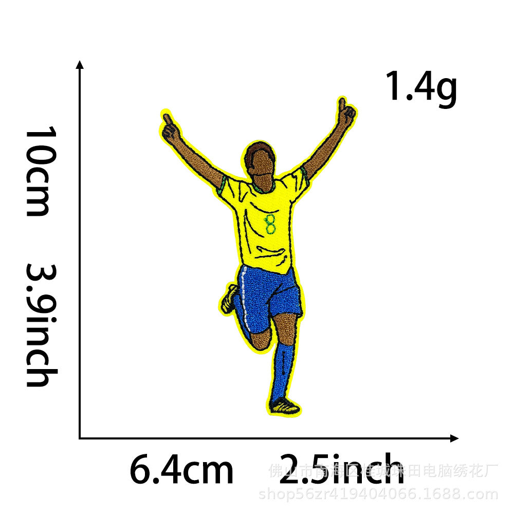 Wholesale Football Star Embroidered Patch Iron On DIY Cloth Badge For Clothing Stylish Fashion Accessory For Resale