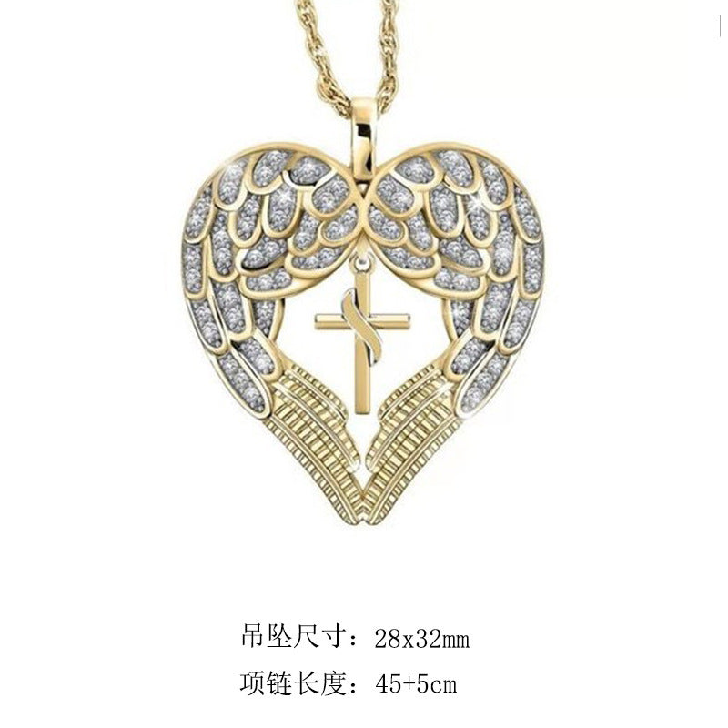 Wholesale Heart shaped angel elf water wave dual color necklace