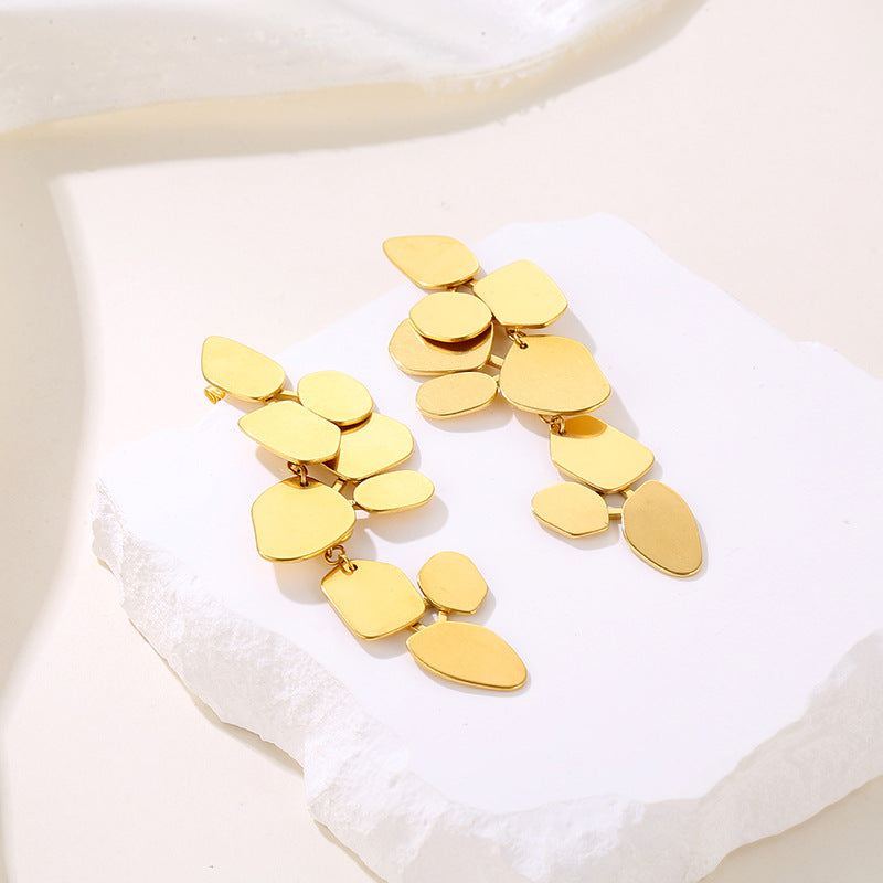 Wholesale Exaggerated Earrings Light Luxury Retro European and American Stainless Steel Earrings