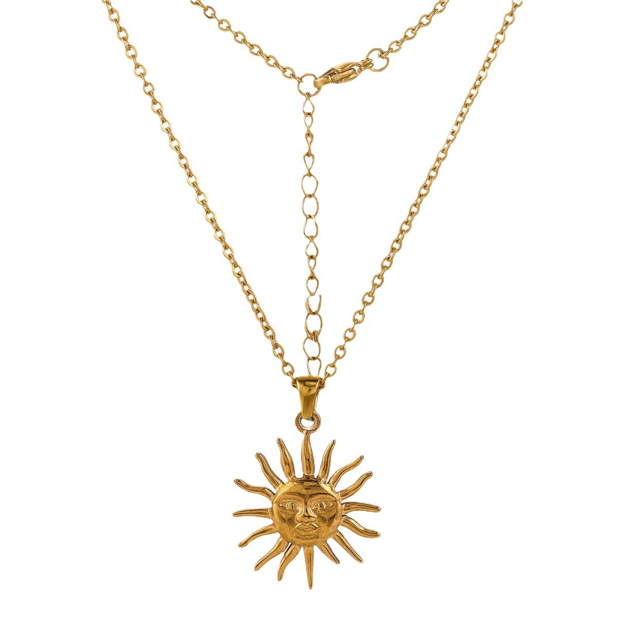 Wholesale Gold Retro Sun Ray Pendant stainless steel necklace