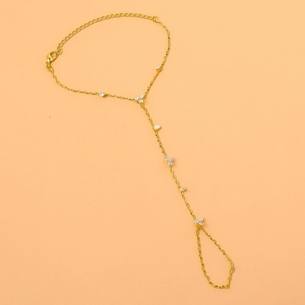Wholesale Crystal finger bracelet simple geometric back chain