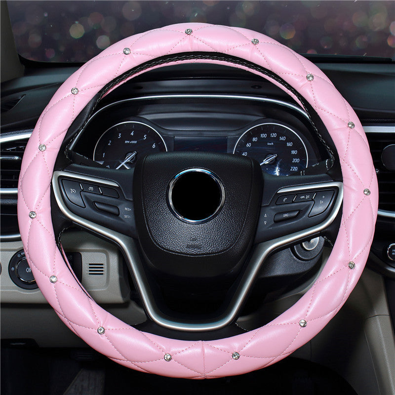 Wholesale Faux Leather Diamond Car Steering Wheel Cover