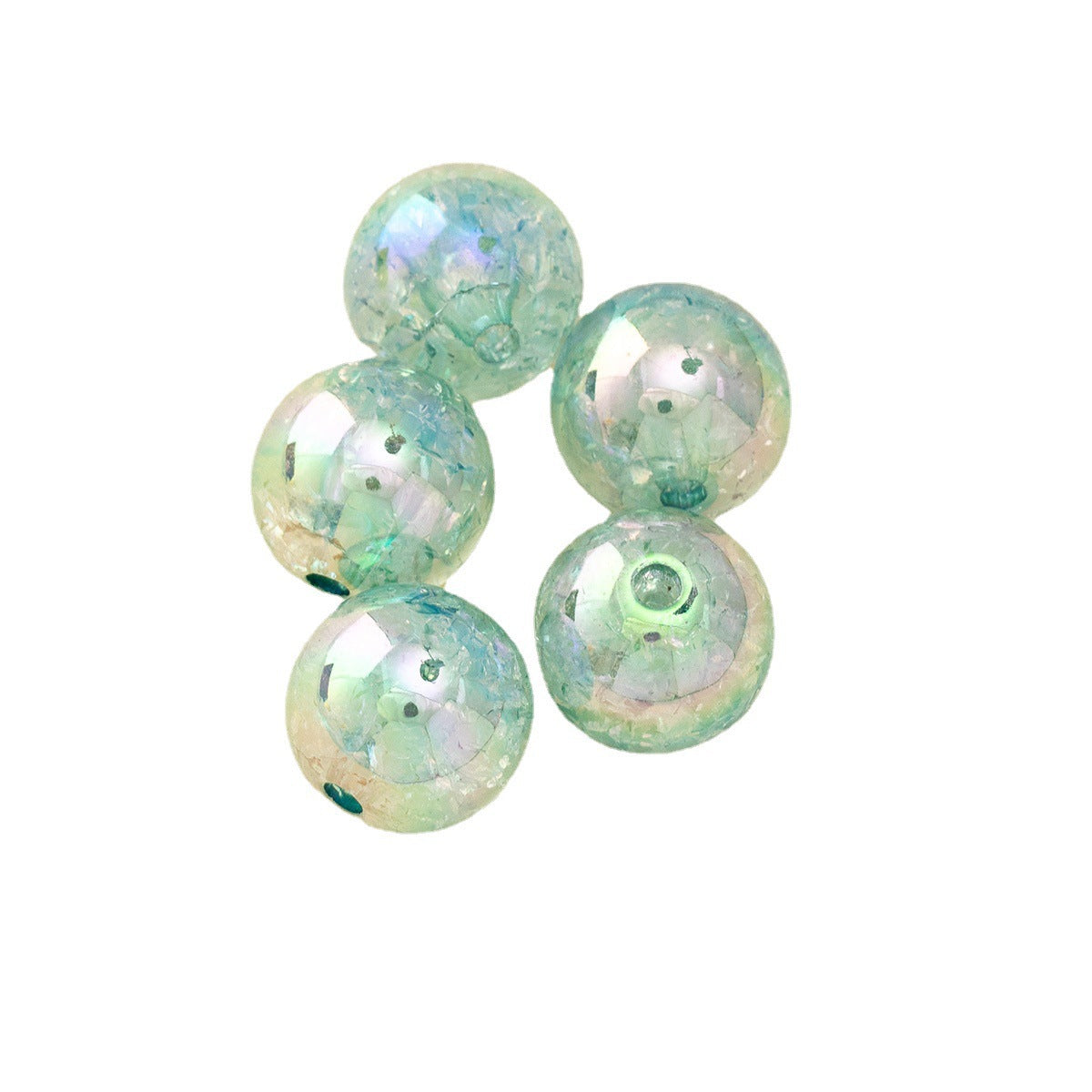 Wholesale 200pcs Burst Clear Straight Hole Multicolored Aurora Round Beads