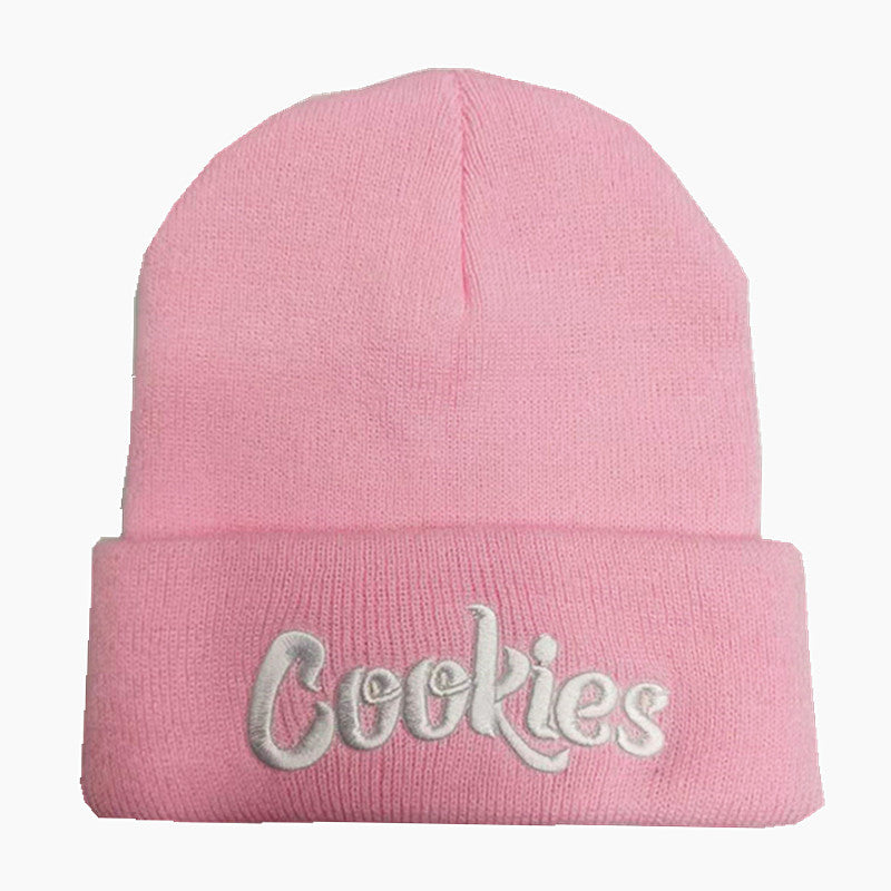 Wholesale Embroidery Knitted Autumn and Winter Pullover Warm Ear Protection Cookies Wool Hip-hop Hat