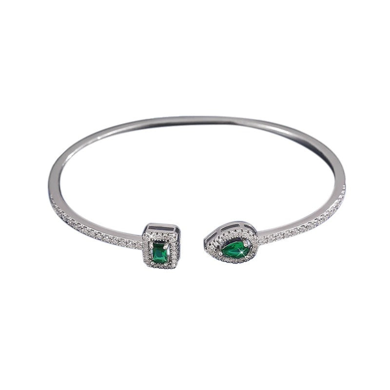 Wholesale Square water droplet shaped zircon and diamond inlaid adjustable bracelet