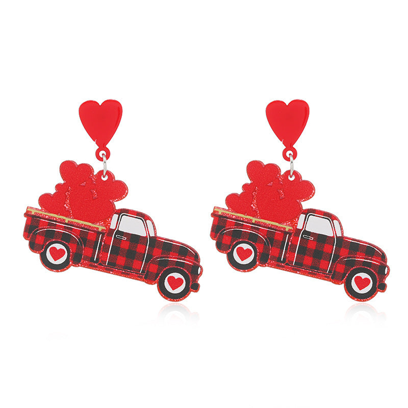 Wholesale Valentine's Day Love Plaid Automotive Acrylic Earrings